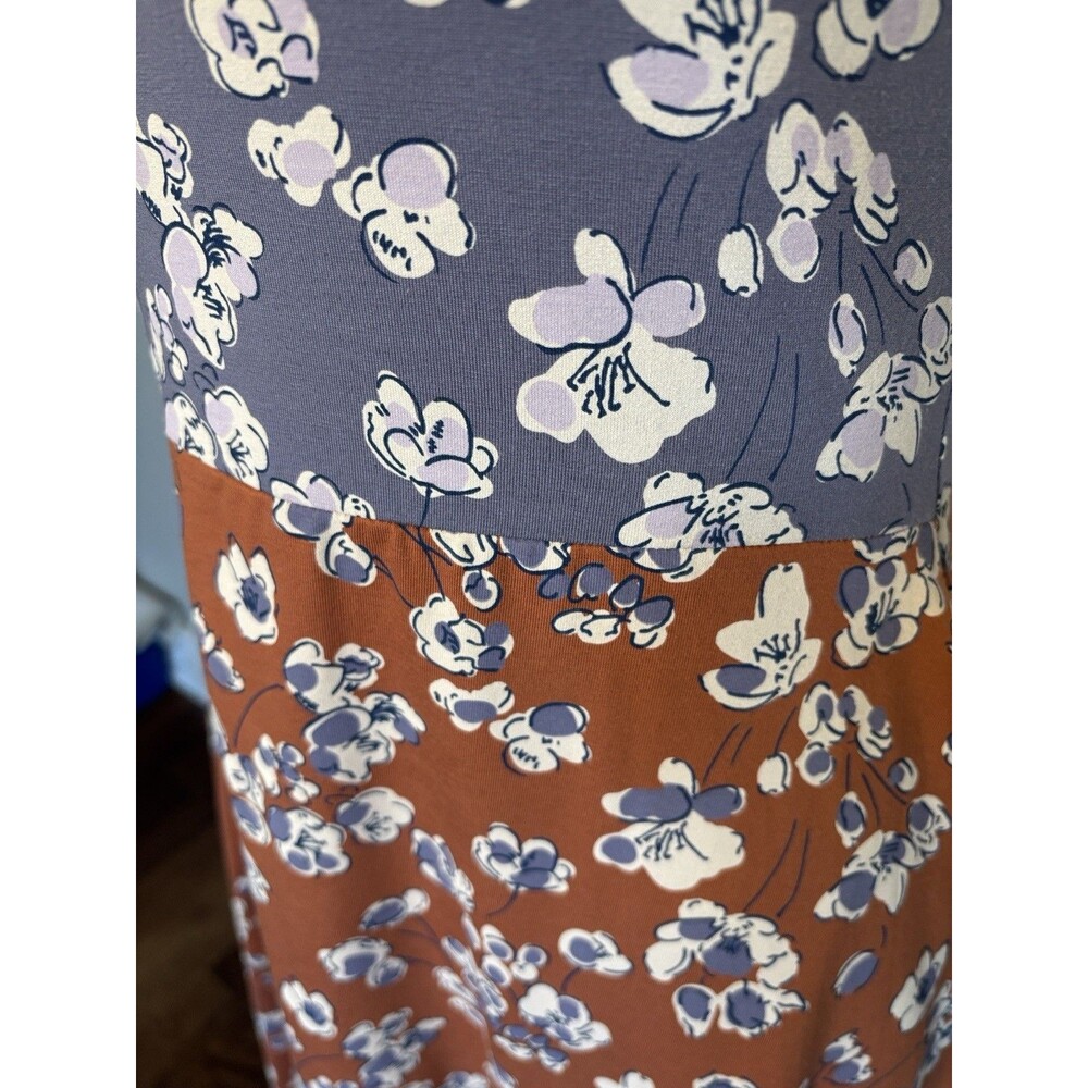 Pact Womens Medium Navy Blue Floral Organic Cotton Maxi Dress Pockets - Picture 5 of 9